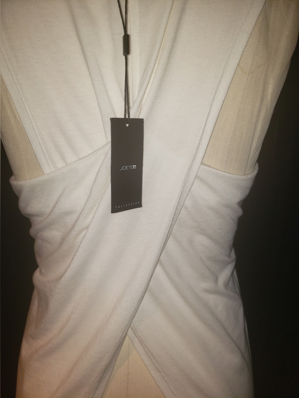NWT. JOE'S Collection Long Cross Over Razor Back Tee White - Picture 3 of 8